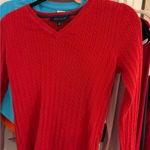 Tommy Hilfiger Women's Vibrant Red V-Neck Sweater